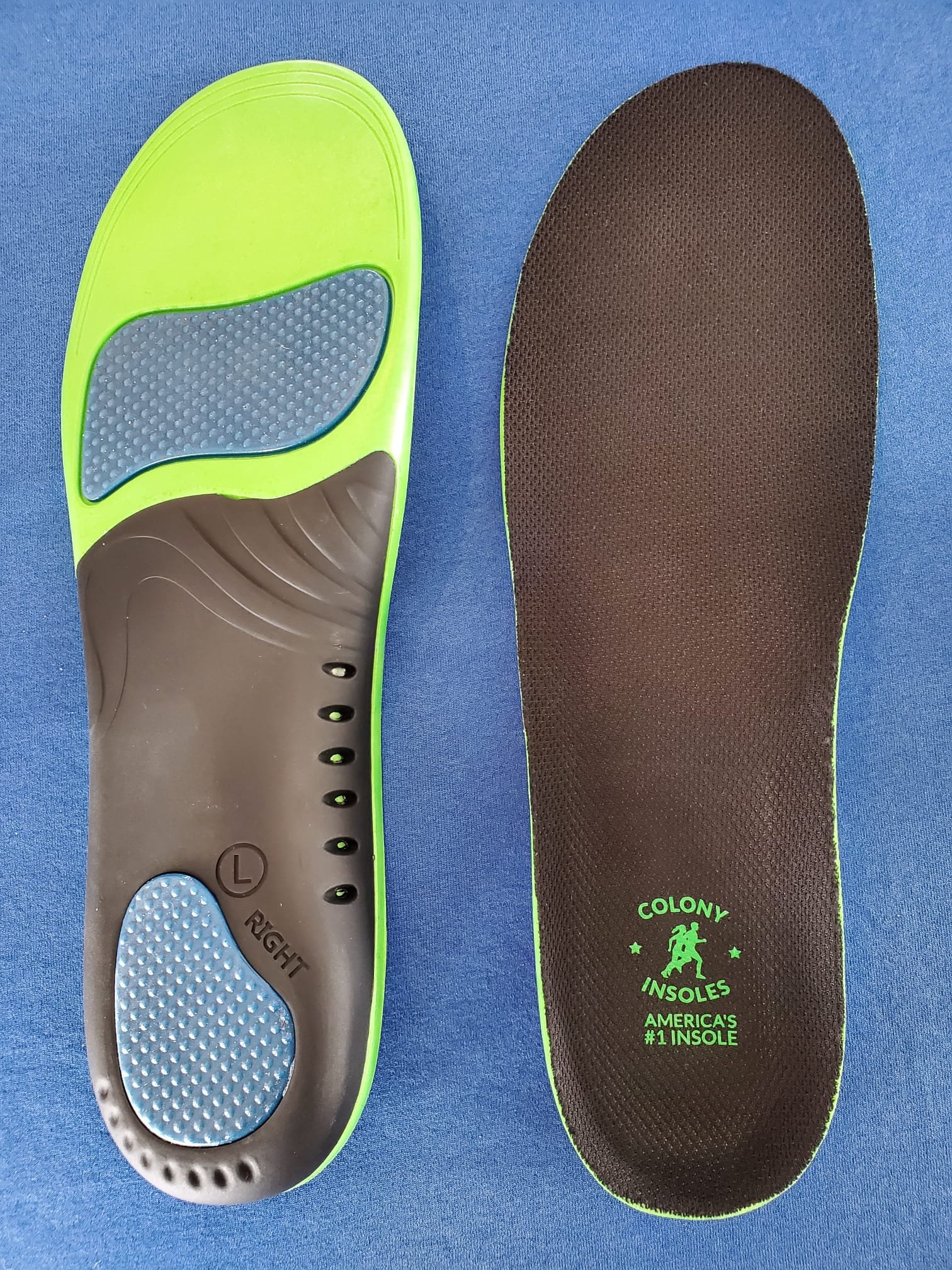 Colony Ortho RX orthotic insole top and bottom view showing arch shell